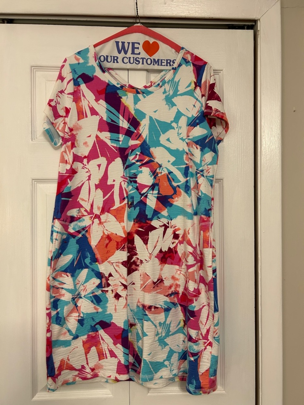 Talbots Multicolor Abstract Floral Short-Sleeve Top with pockets